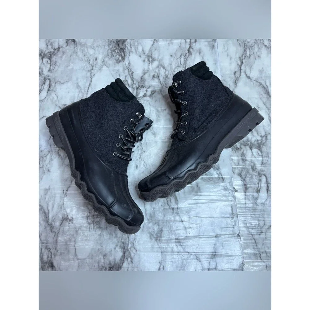 Sperry Black grey Wool Blend Duck Boots lace up casual size 10.5
